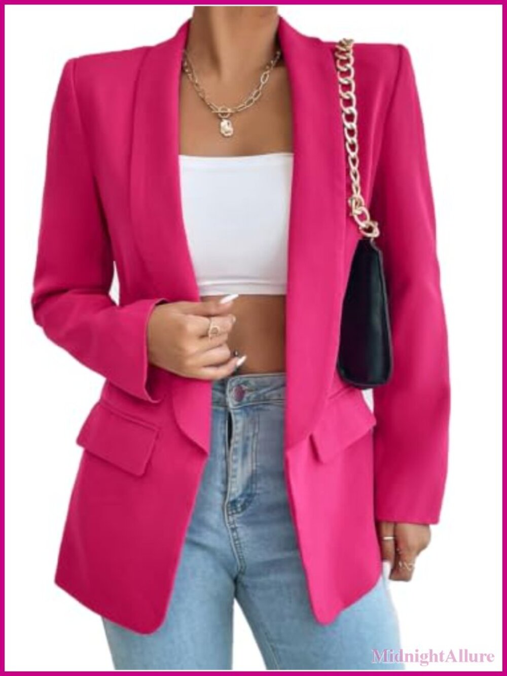 Open Front Blazer Long Sleeve Casual Work Jacket Regular Fit